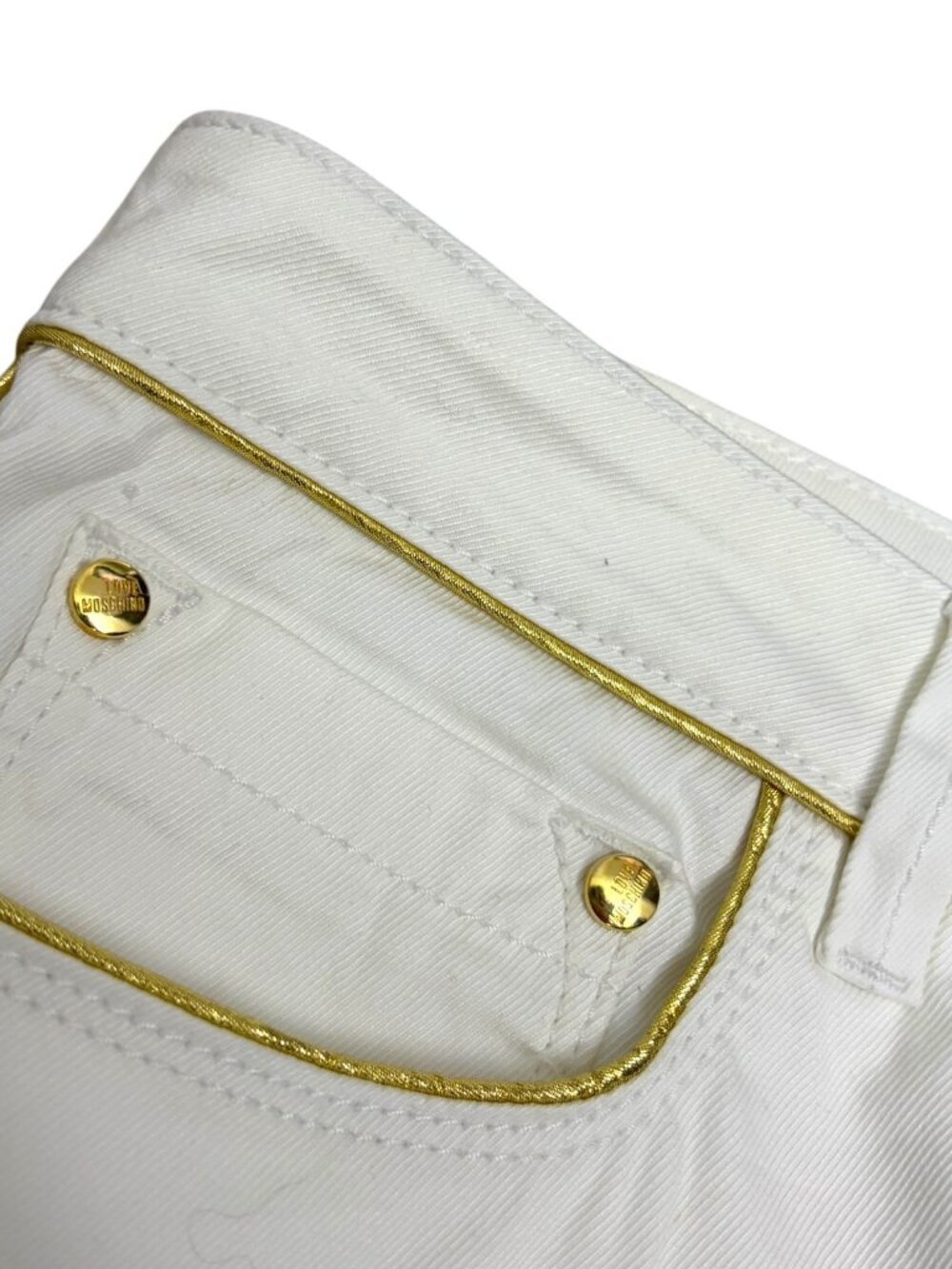 LOVE MOSCHINO White Denim Jeans Luxury Designer Straight Lightweight Pants Large - Picture 6 of 8